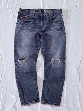AG Adriano Goldschmied Ex Boyfriend Slim Jeans Blue Distressed Denim 29